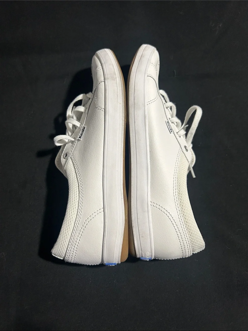 Keds White Leather Sneakers with Blue Insole
